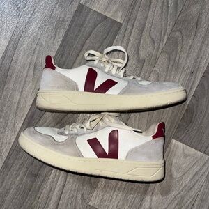 Veja Cream and Burgundy Sneakers